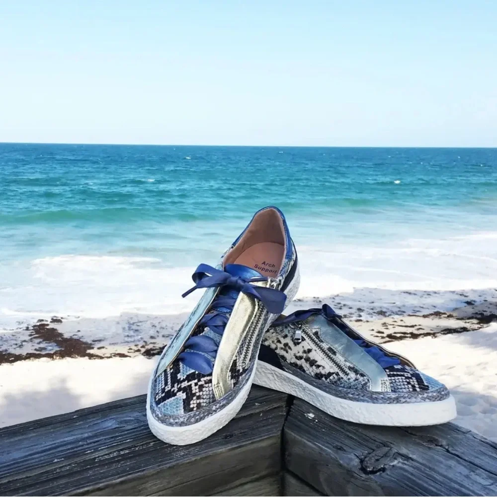 Softwaves Blue Python Print Sneaker - Picture 1 of 12